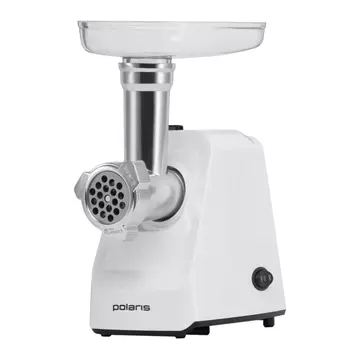 Мясорубка POLARIS PMG 1852, 1800 Вт, производительность 2 кг/мин, 2 насадки, реверс, белый, 61222 (456730)