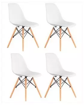 Набор из 4 стульев Eames Stool Group Y801 white X4