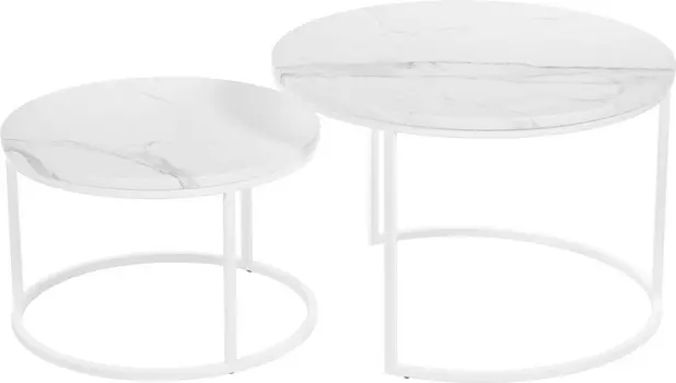 Набор кофейных столиков Tango белый мрамор с белыми ножками, 2шт Bradex Home RF 0351