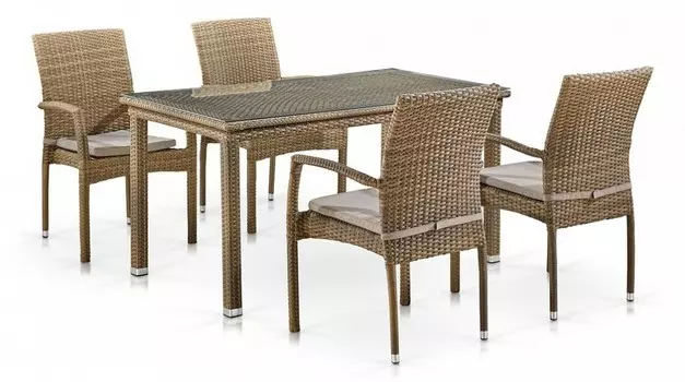 Набор уличный T256B/Y379B-W65 Light Brown (4+1) Afina KIfbYZoSihcTkph6IwPBB2, T256B/Y379B-W65 Light Brown 4Pcs