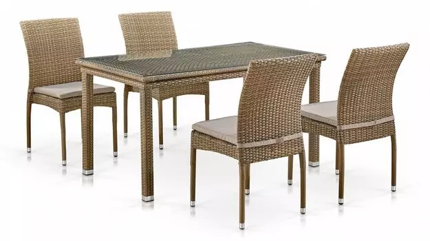 Набор уличный T256B/Y380B-W65 Light Brown (4+1) Afina JBiGEWzBjYjLYOgxwrtp41, T256B/Y380B-W65 Light Brown 4Pcs