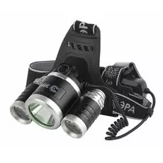 Налобный светодиодный аккумуляторный фонарь трехламповый. Дальность луча - 207м. 3 режима работы. Эра High Power Headlamp GA-809 (Б0039627)