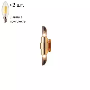 Настенный светильник CRYSTAL LUX с лампочками JUSTO AP2 GOLD+Lamps E14 Свеча