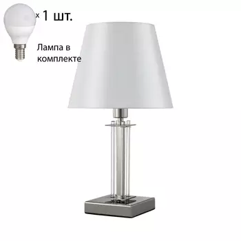 Настольная лампа Crystal Lux с лампочкой NICOLAS LG1 NICKEL/WHITE+Lamps E14 P45