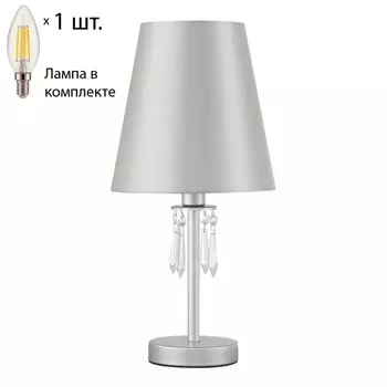 Настольная лампа Crystal Lux с лампочкой RENATA LG1 SILVER+Lamps E14 Свеча