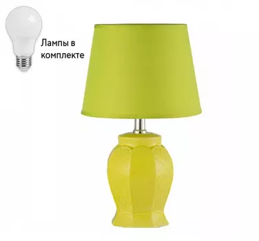 Настольная лампа с абажуром и с лампочкой Arti Lampadari Gadoni E 4.1.T2 GR+Lamps