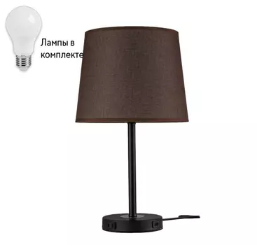 Настольная лампа с абажуром и с лампочкой Arti Lampadari Oggebio E 4.1.T3 BK+Lamps