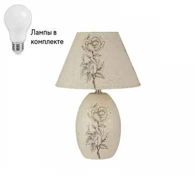 Настольная лампа с абажуром с лампочкой Arti Lampadari Canicatti E 4.1.T3 WY+Lamps
