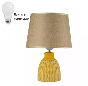 Настольная лампа с абажуром с лампочкой Arti Lampadari Erchie E 4.1.T3 LY+Lamps