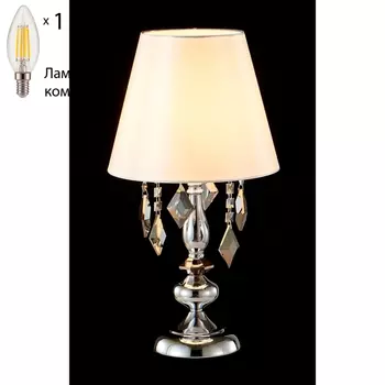 Настольная лампа с лампочкой CRYSTAL LUX MERCEDES LG1 CHROME/SMOKE+Lamps