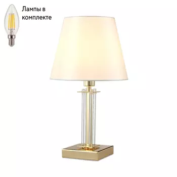 Настольная лампа в комплекте с лампочкой CRYSTAL LUX NICOLAS LG1 GOLD/WHITE+Lamps