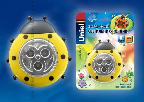 Ночник Uniel DTL-354 Божья Коровка/Yellow/3LED/3AAA (7718)