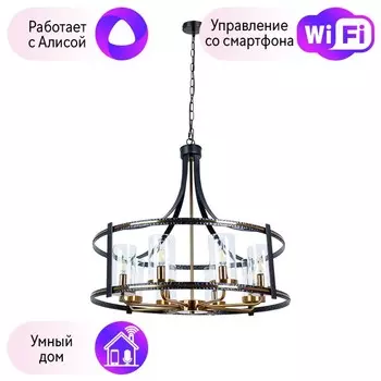Подвесная люстра Arte Lamp Avior с поддержкой Алиса A7011SP-8BK-A