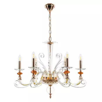 Подвесная люстра Crystal Lux Catarina SP6 V2 Gold/Transparent-Cognac