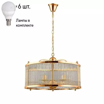 Подвесная люстра Crystal Lux с лампочками TADEO SP6 D600 GOLD/TRANSPARENTE+Lamps E14 P45