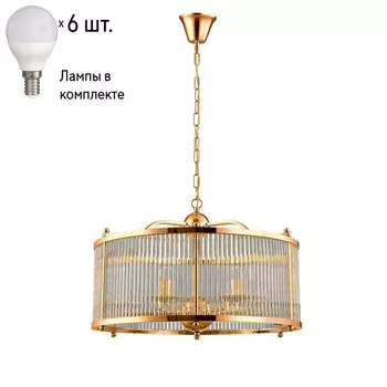 Подвесная люстра Crystal Lux с лампочками TADEO SP6 D600 GOLD/TRANSPARENTE+Lamps E14 P45