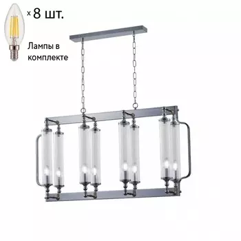 Подвесная люстра Crystal Lux с лампочками TOMAS SP8 L1000 CHROME+Lamps E14 Свеча
