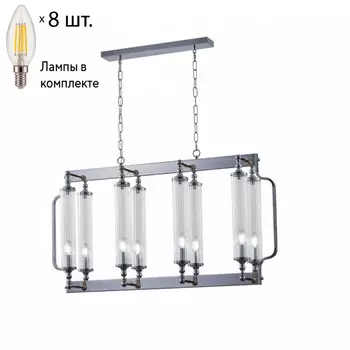 Подвесная люстра Crystal Lux с лампочками TOMAS SP8 L1000 CHROME+Lamps E14 Свеча