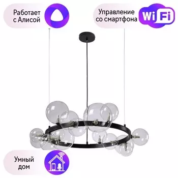 Подвесная люстра Crystal Lux с поддержкой Алиса AGATA SP15 V2 BLACK/TRANSPARENTE-А
