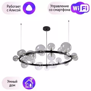Подвесная люстра Crystal Lux с поддержкой Алиса AGATA SP24 V2 BLACK/TRANSPARENTE-А