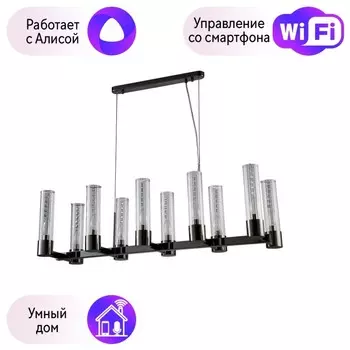 Подвесная люстра Crystal Lux с поддержкой Алиса OTONO SP10 L980 BLACK CHROMIUM/TRANSPARENTE-А