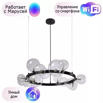 Подвесная люстра Crystal Lux с поддержкой Маруся AGATA SP15 V2 BLACK/TRANSPARENTE-М