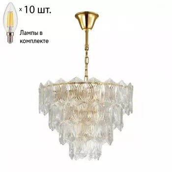 Подвесная люстра Odeon Light Somala с лампочками 4918/10+Lamps E14 Свеча