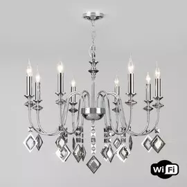 Подвесная люстра с управлением по Wi-Fi Telao Eurosvet 10120/8 хром/дымчатый хрусталь Strotskis Smart (a053980)