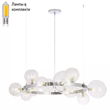 Подвесная люстра с лампочками CRYSTAL LUX AGATA SP15 V2 CHROME/TRANSPARENTE+Lamps