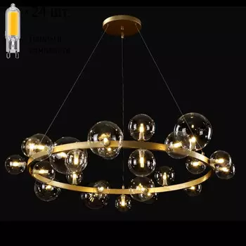 Подвесная люстра с лампочками CRYSTAL LUX AGATA SP24 V2 GOLD/TRANSPARENTE+Lamps