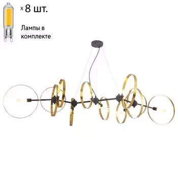 Подвесная люстра с лампочками CRYSTAL LUX Armonica SP8 Black/Brass V1+Lamps