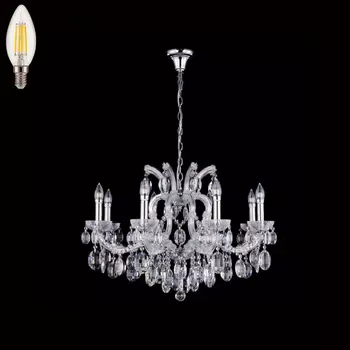 Подвесная люстра с лампочками CRYSTAL LUX Hollywood SP8 Chrome+Lamps