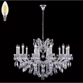 Подвесная люстра с лампочками CRYSTAL LUX Hollywood SP12 Chrome+Lamps