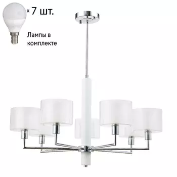 Подвесная люстра с лампочками CRYSTAL LUX Maestro SP-PL7 Chrome+Lamps
