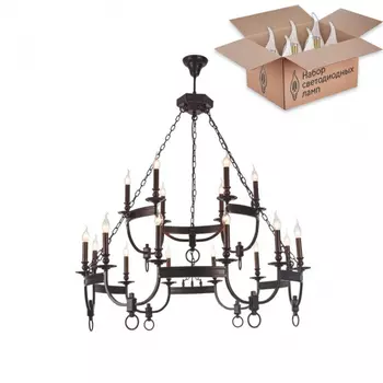 Подвесная люстра с лампочками CRYSTAL LUX Suerte Brown SP12+6+Lamps