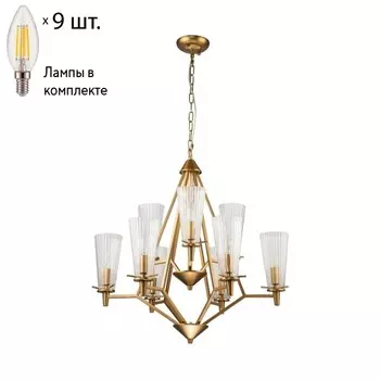Подвесная люстра с лампочками Favourite Raute 2964-9P+Lamps E14 Свеча