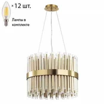 Подвесная люстра с лампочками Odeon Light Viketa 4786/12A+Lamps E14 Свеча