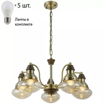 Подвесная люстра с лампочками Velante 306-503-05+Lamps E27 P45