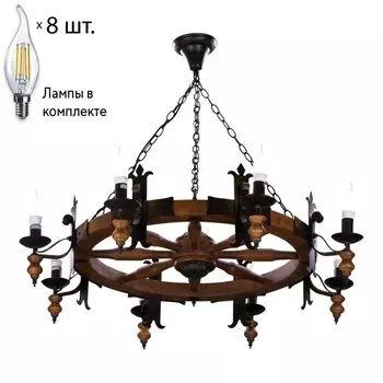 Подвесная люстра с лампочками Velante 586-703-08+Lamps E14 Свеча