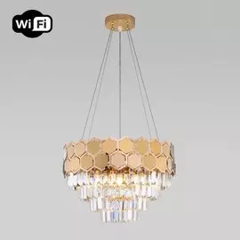 Подвесная люстра с управлением по Wi-Fi Eurosvet Ariana 10124/5 золото/прозрачный хрусталь Strotskis Smart (10113/5) (a054440)
