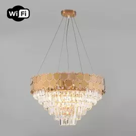 Подвесная люстра с управлением по Wi-Fi Eurosvet Ariana 10124/8 золото/прозрачный хрусталь Strotskis Smart (10113/8) (a054442)