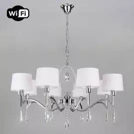 Подвесная люстра с управлением по Wi-Fi Eurosvet Madera 10127/8 хром/прозрачный хрусталь Strotskis Smart (10093/8) (a054436)