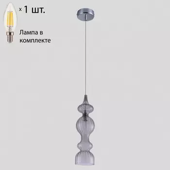 Подвесной светильник Crystal Lux с лампочкой Iris SP1 A Smoke+Lamps E14 Свеча