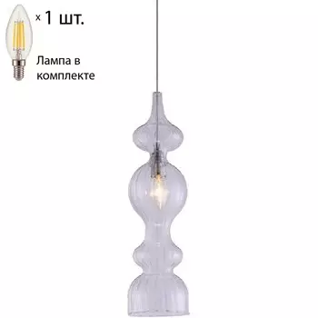 Подвесной светильник Crystal Lux с лампочкой Iris SP1 A Transparent+Lamps E14 Свеча