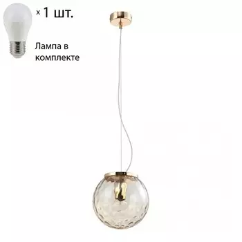 Подвесной светильник Crystal Lux с лампочкой MAYO SP1 D200 GOLD/AMBER+Lamps E27 P45