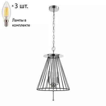 Подвесной светильник Modesto Crystal Lux с лампочками MODESTO SP3 BLACK/CHROME+Lamps E14 Свеча