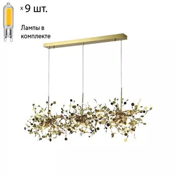 Подвесной светильник с лампочками CRYSTAL LUX GARDEN SP3х3 L1200 GOLD+Lamps