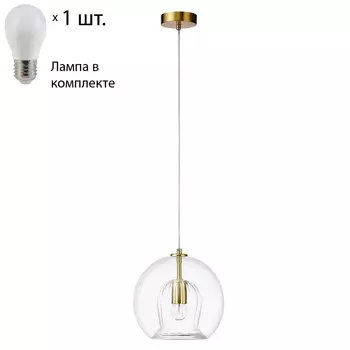 Подвесной светильник с лампочкой CRYSTAL LUX Luisa SP1 Brass/Transparent+Lamps
