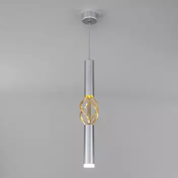 Подвесной светодиодный светильник Eurosvet Lance 50191/1 LED матовое серебро/матовое золото (a049110)