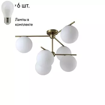 Потолочная люстра Crystal Lux с лампочками FELIZ SP-PL6 BRONZE/WHITE+Lamps E27 P45
